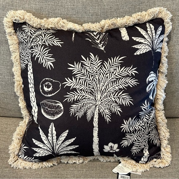 Paoletti Colonial Palm Cushion Case & Duck Feather Pillow in Expresso. NWT - Picture 1 of 16